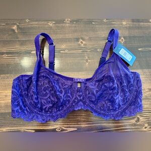 NWT Frederick's of‎ Hollywood Tamara Belle Deep Purple Lace Bra Size 42D